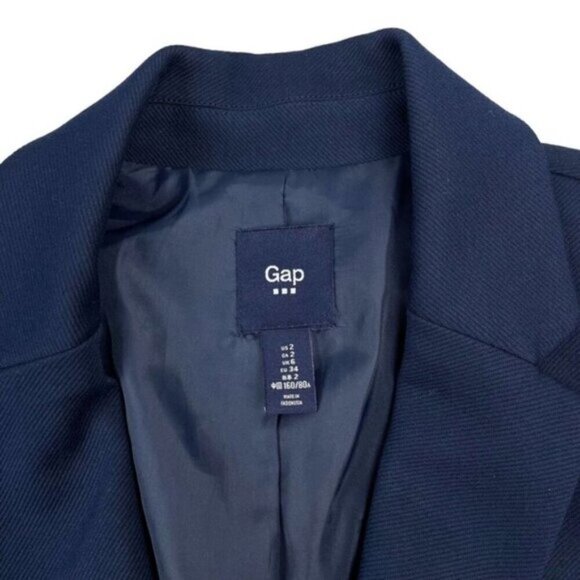 Gap Womens Tapestry Navy Academy Blazer Size 2 - Picture 3 of 4